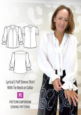 Lyrical Shirt | Tie Neck Puff Sleeve Shirt PDF Sewing Pattern