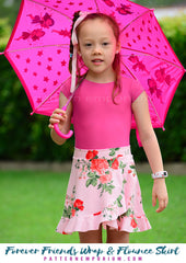 Forever Friends | Girls Wrap & Flounce Skirt PDF Sewing Pattern