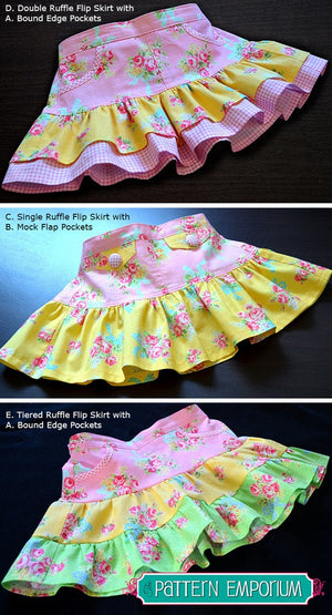 Girls Ruffle Flip Skirt Sewing Pattern
