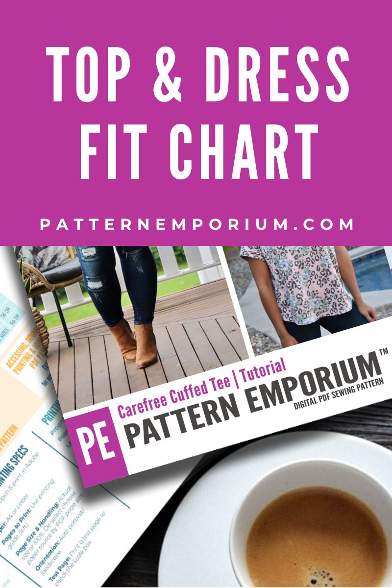 Top & dress sewing pattern fit chart by Pattern Emporium