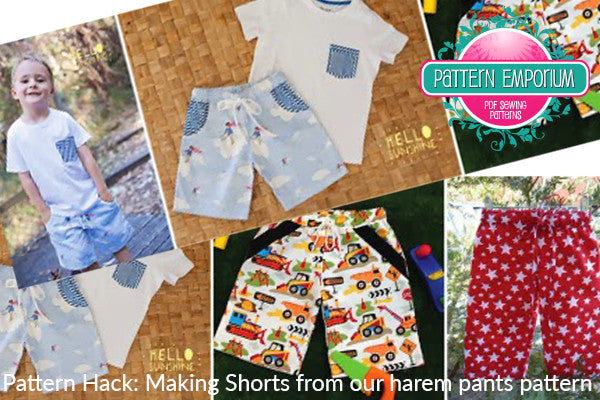 Make shorts using our harem pants pattern