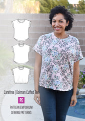 Carefree Cuffed Tee | Dolman T-shirt PDF Sewing Pattern