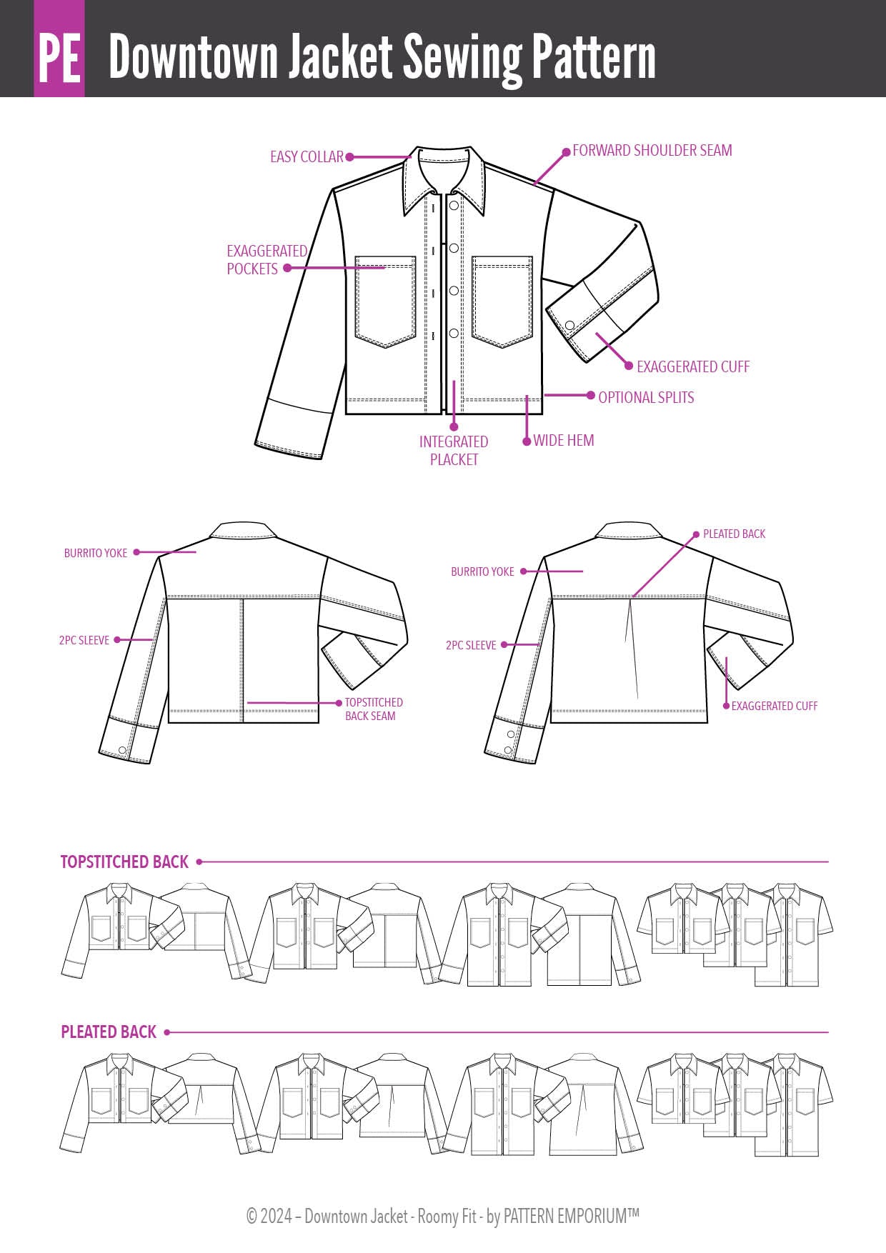 Downtown Jacket in Roomy Fit | Sewing Pattern