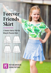 Forever Friends | Girls Wrap & Flounce Skirt PDF Sewing Pattern
