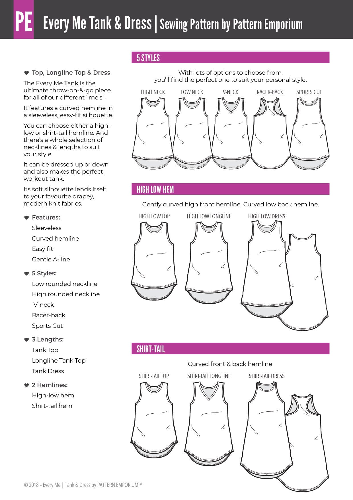 Every Me Tank | Sleeveless Top & Dress Sewing Pattern