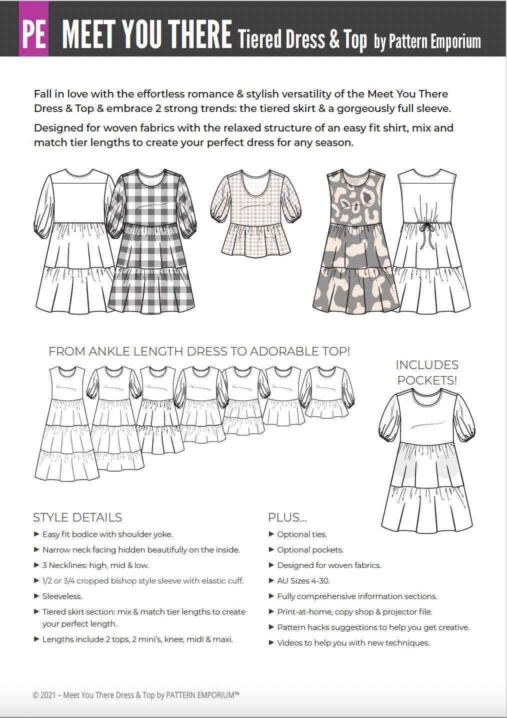 Meet You There | Tiered Dress & Top Sewing Pattern