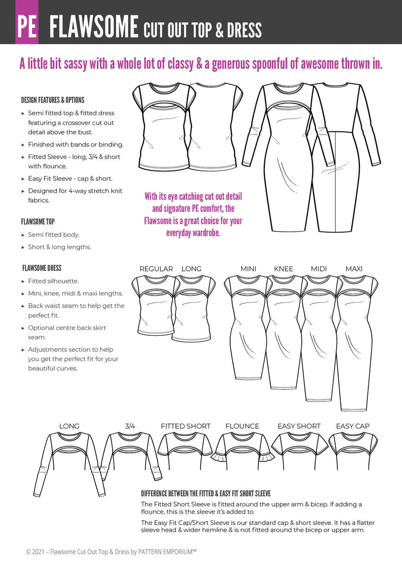 Flawsome Cut Out Top & Dress Sewing Pattern - Pattern Emporium