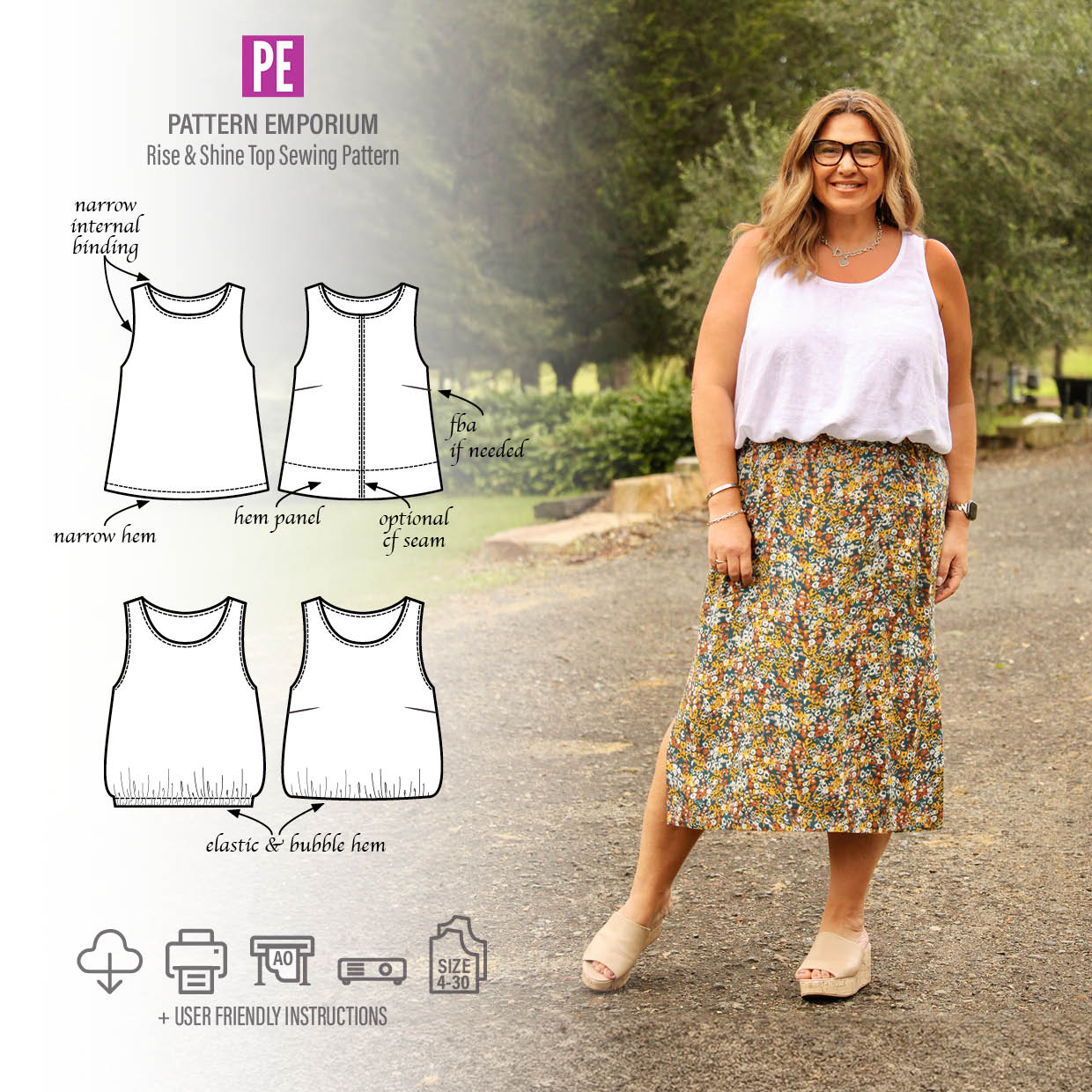Rise & Shine | Sleeveless Top PDF Sewing Pattern