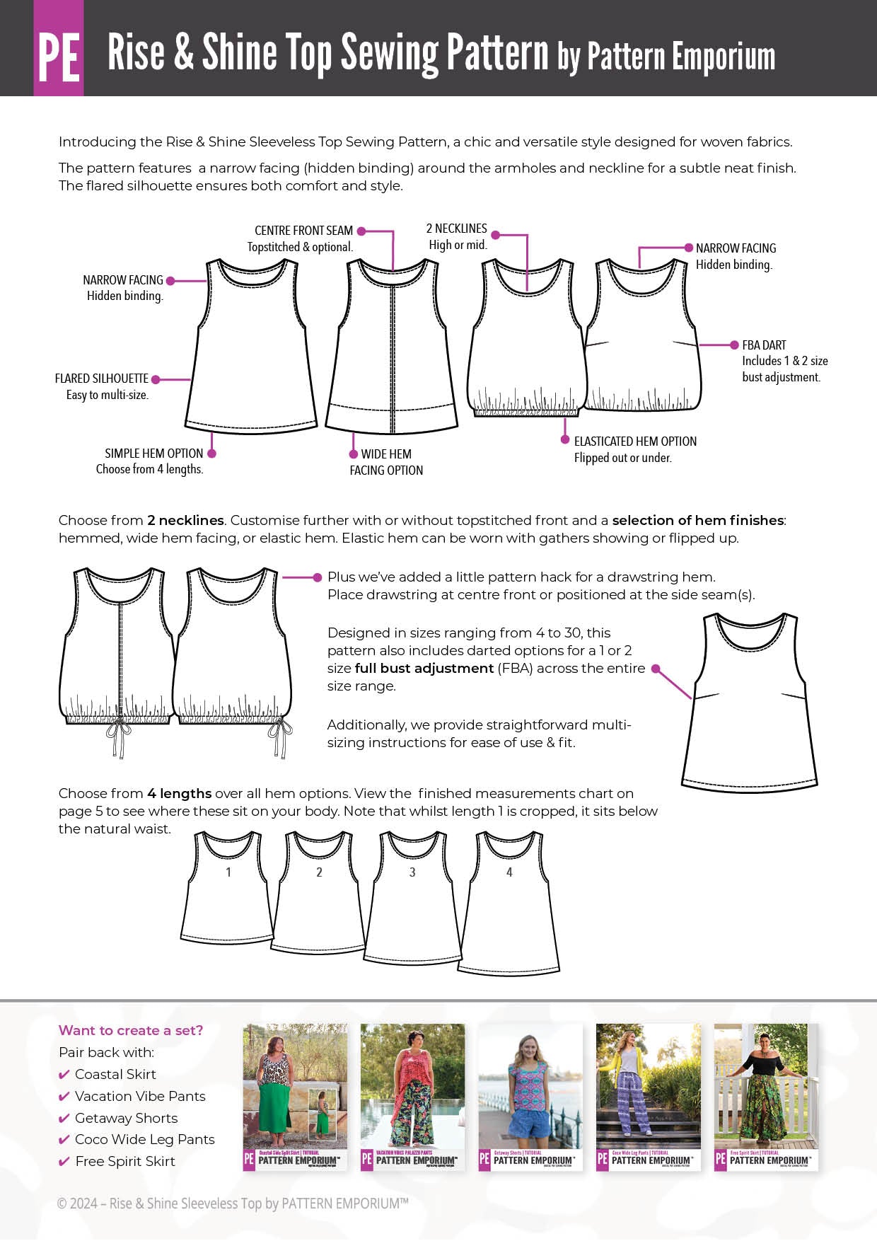 Rise & Shine | Sleeveless Top Sewing Pattern