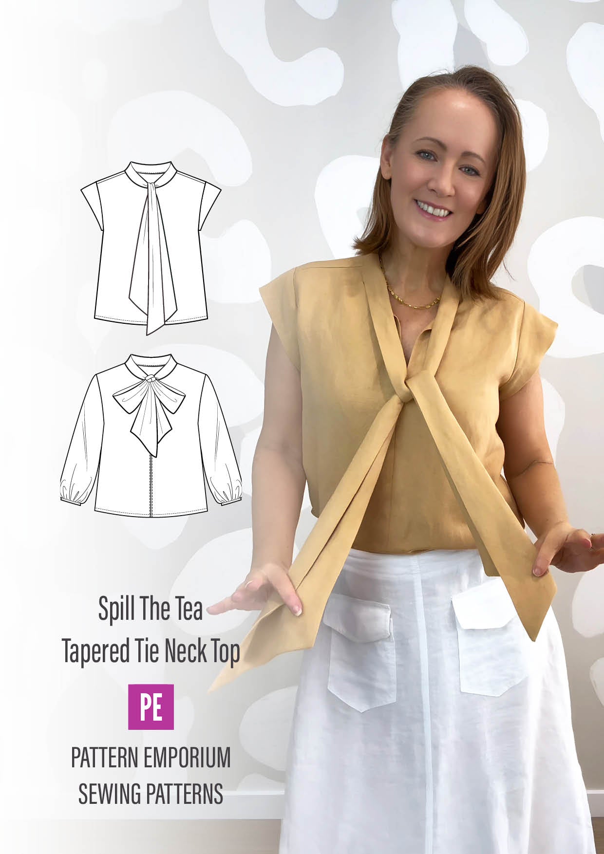 Spill The Tea | Tapered Tie Neck Top