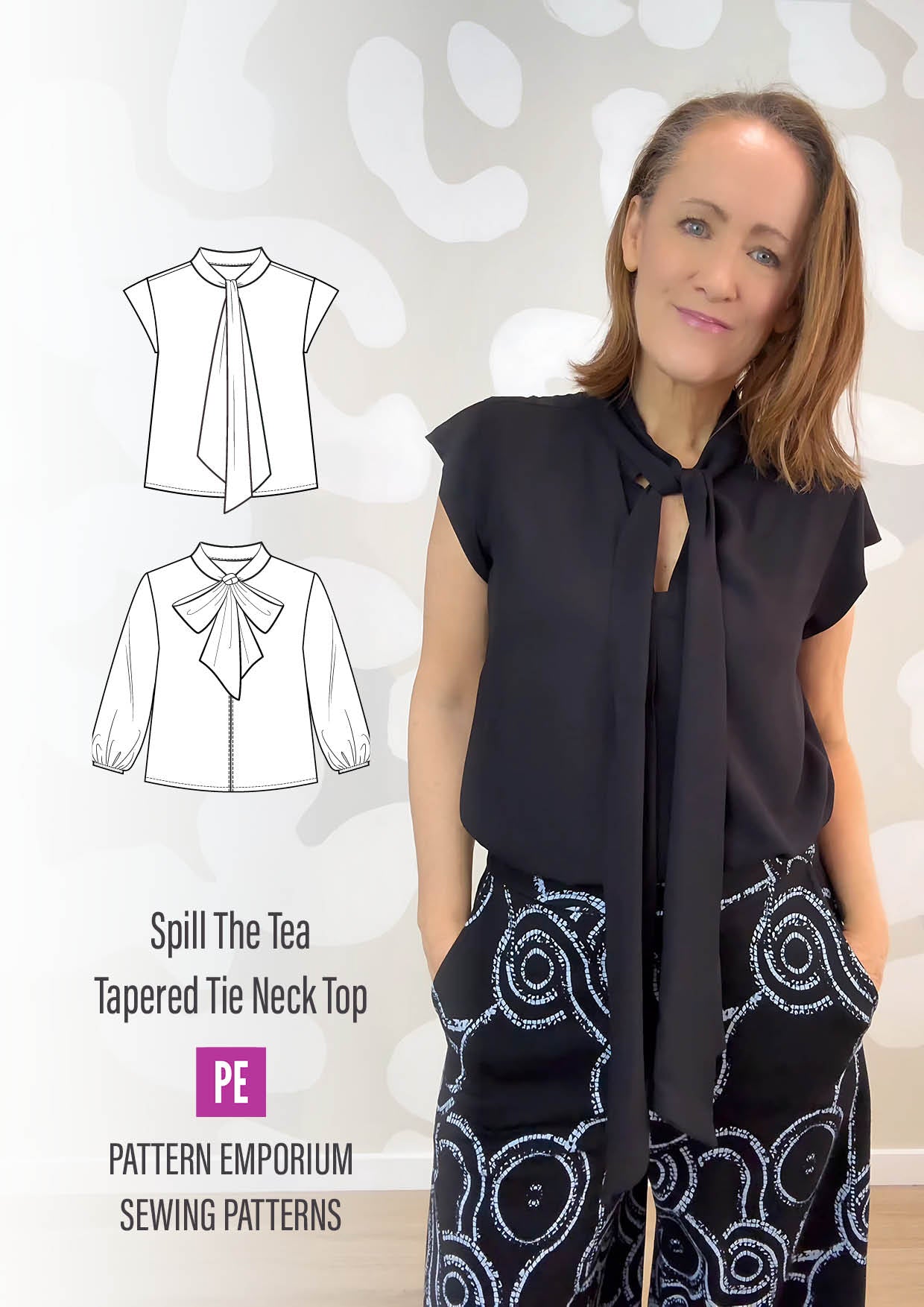 Spill The Tea | Tapered Tie Neck Top