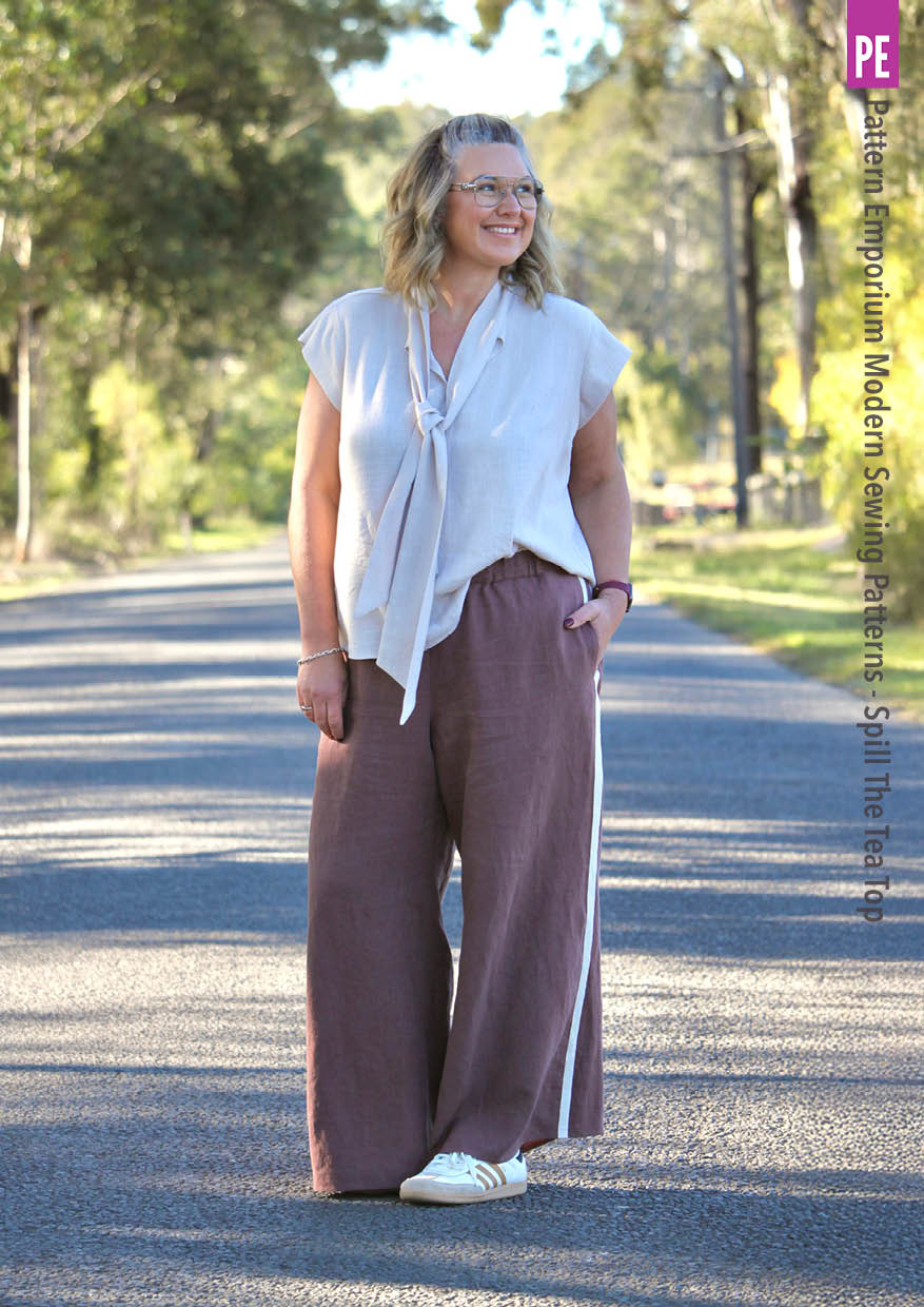 Spill The Tea | Tapered Tie Neck Top