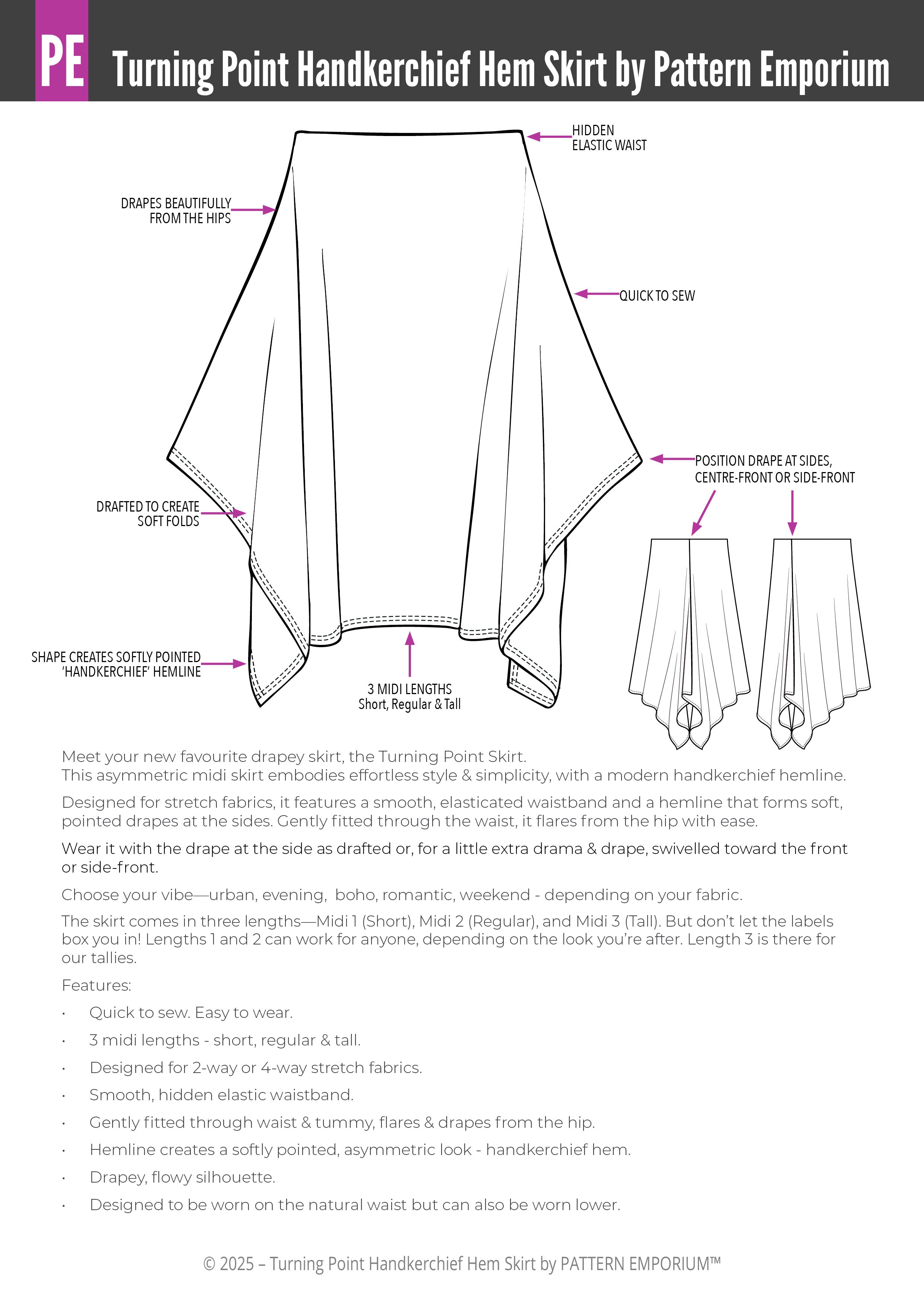 Turning Point | Handkerchief Hem Skirt Sewing Pattern