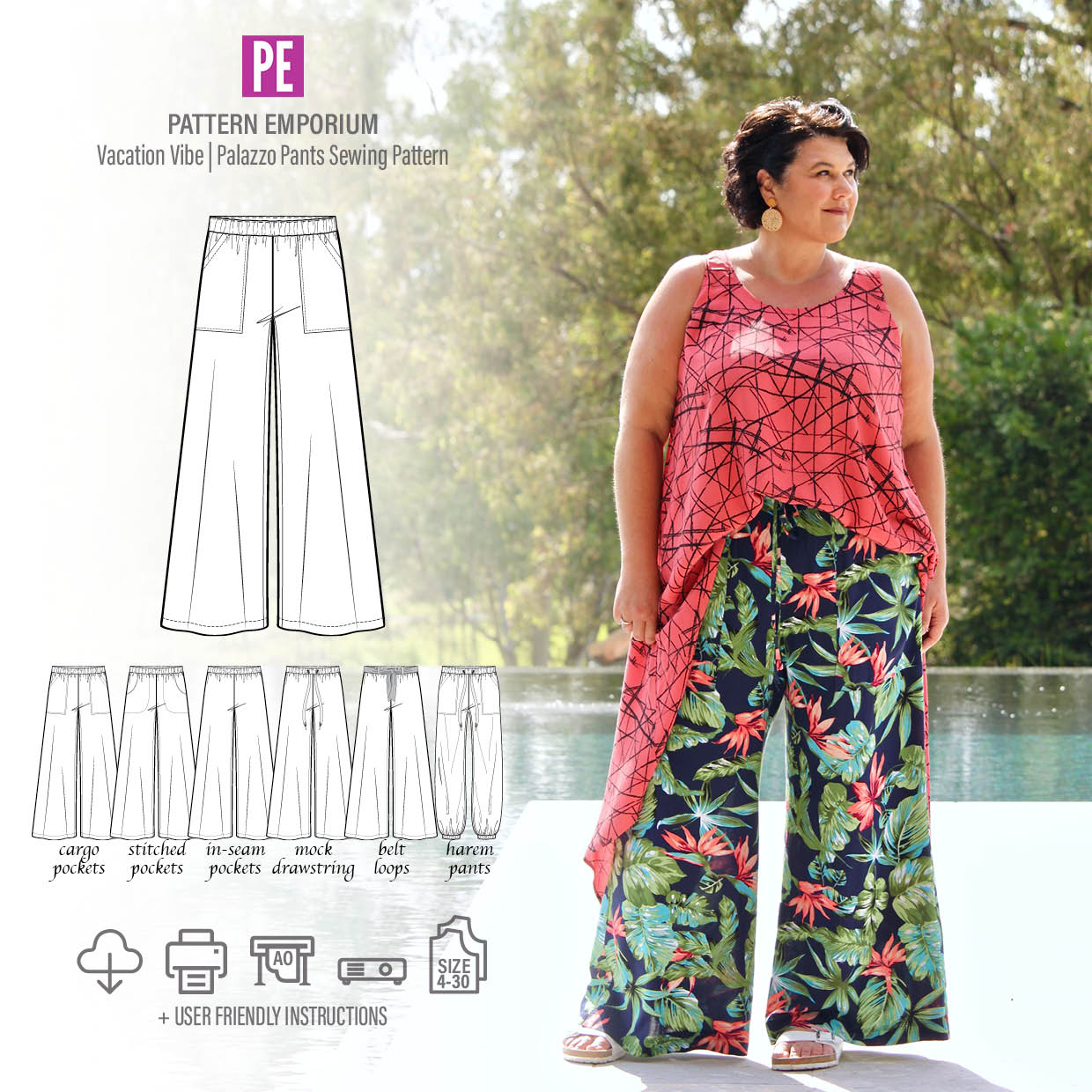 Vacation Vibes | Palazzo Pants PDF Sewing Pattern