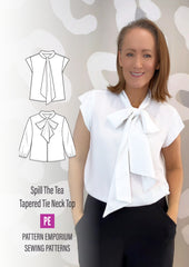 Spill The Tea | Tapered Tie Neck Top