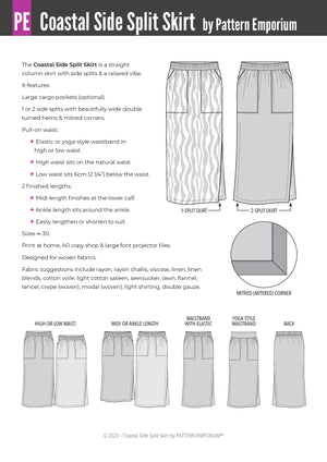 Coastal Side Split Skirt - Pattern Emporium