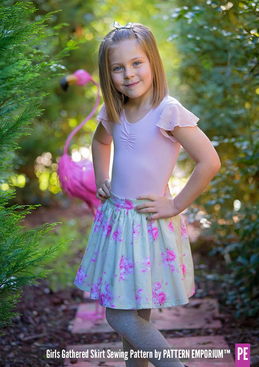 Girls Flat Front Gathered Skirt Sewing Pattern - PATTERN EMPORIUM