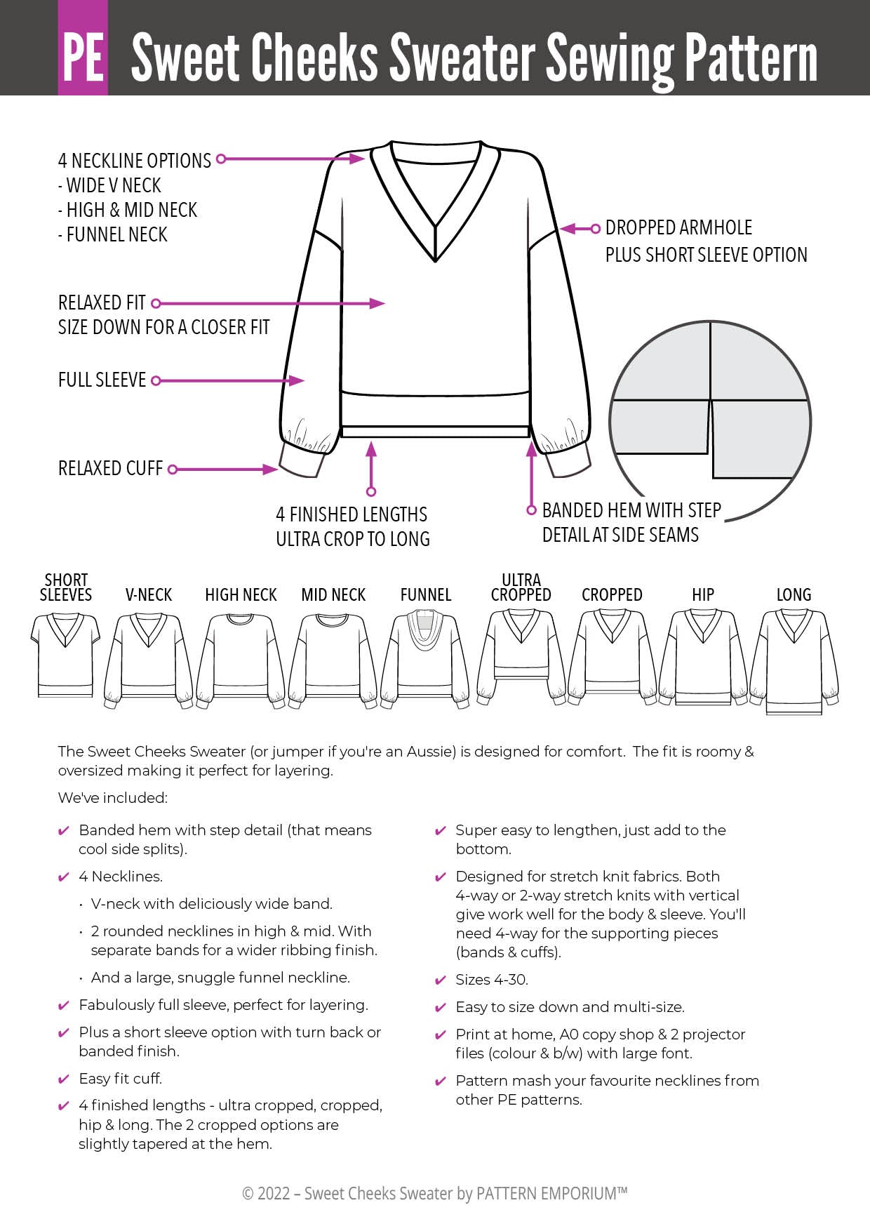 Sweet Cheeks | Roomy Sweater Sewing Pattern