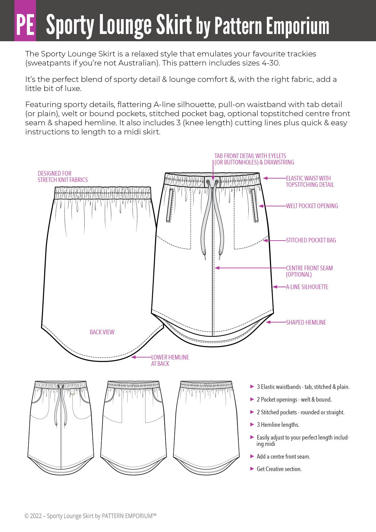Sporty Lounge Skirt | Sewing Pattern