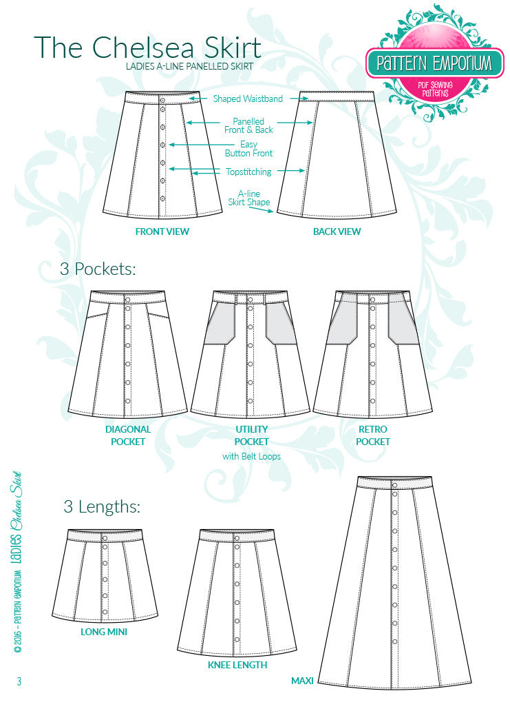 Chelsea | Button-Up Skirt Sewing Pattern