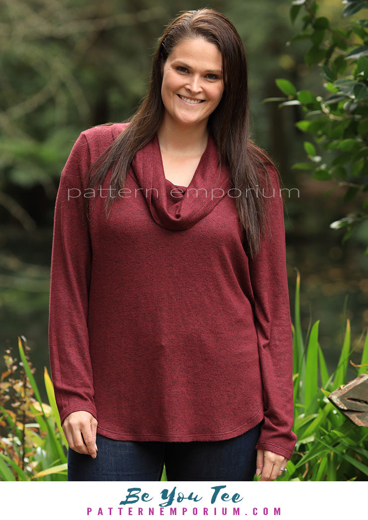 Womens Round, Cowl & Funnel Neck Tee Sewing Pattern - Pattern Emporium