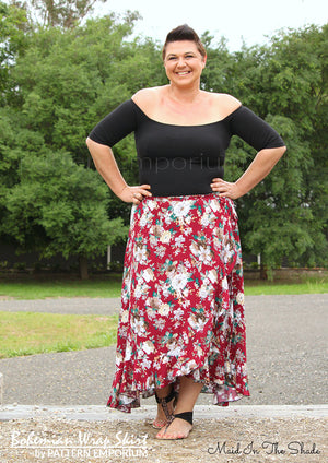 View our ladies wrap skirt sewing pattern with flounce
