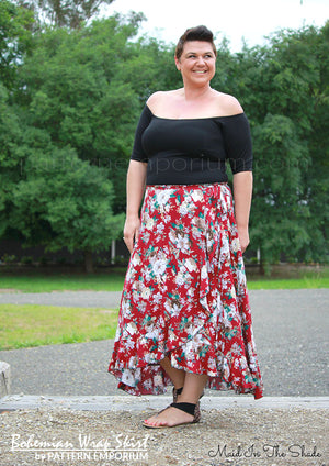 Make our ladies wrap skirt sewing pattern with flounce