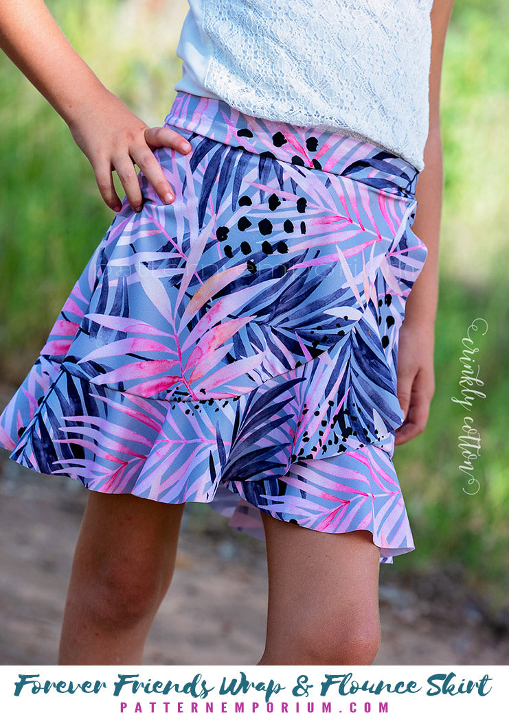 Forever Friends | Girls Wrap & Flounce Skirt Sewing Pattern