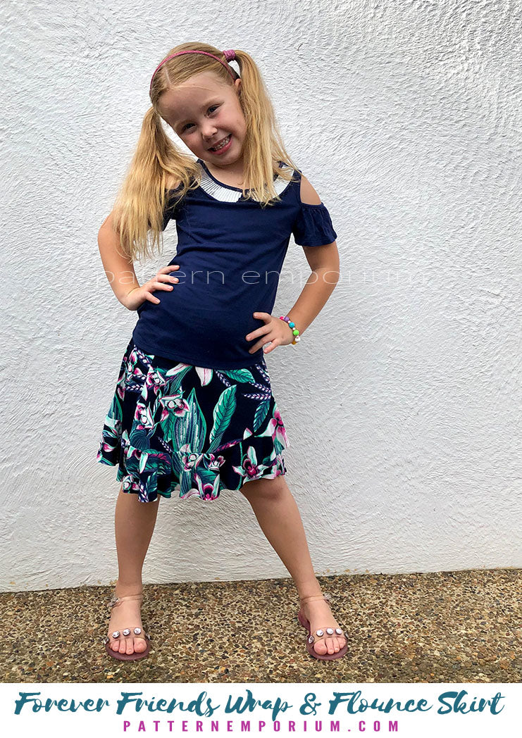 Forever Friends | Girls Wrap & Flounce Skirt Sewing Pattern