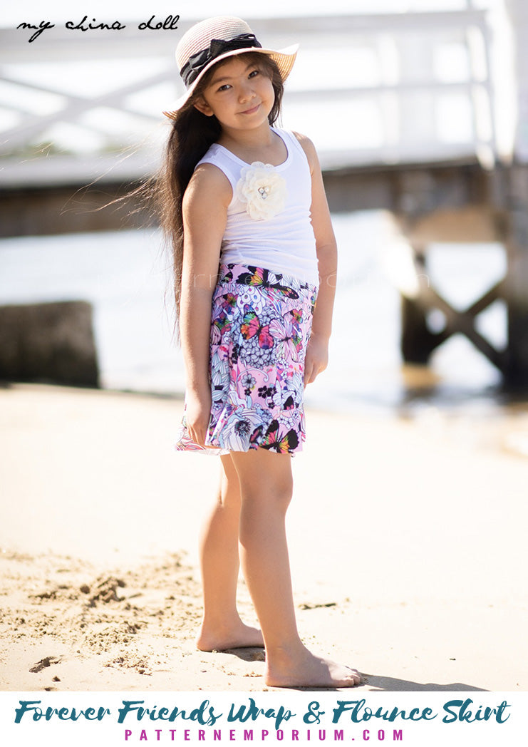 Forever Friends | Girls Wrap & Flounce Skirt Sewing Pattern