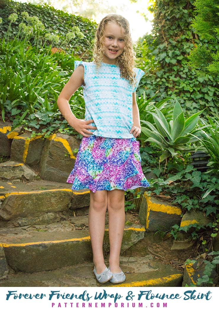 Forever Friends | Girls Wrap & Flounce Skirt Sewing Pattern