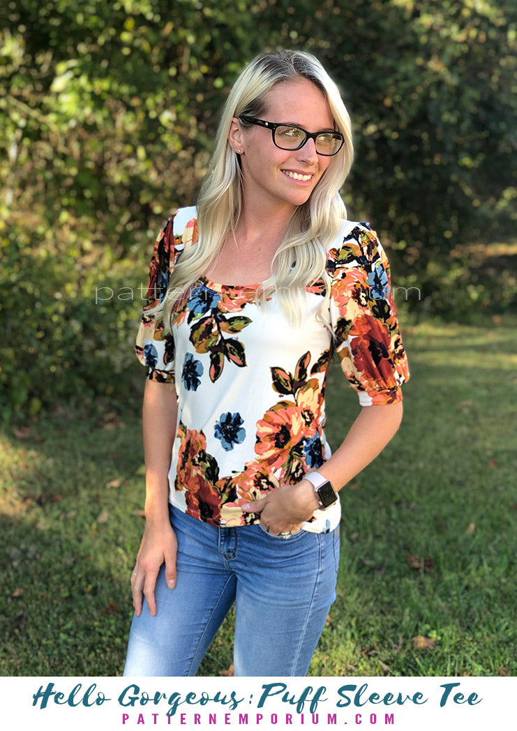 Hello Gorgeous | Puff Sleeve T-shirt Sewing Pattern