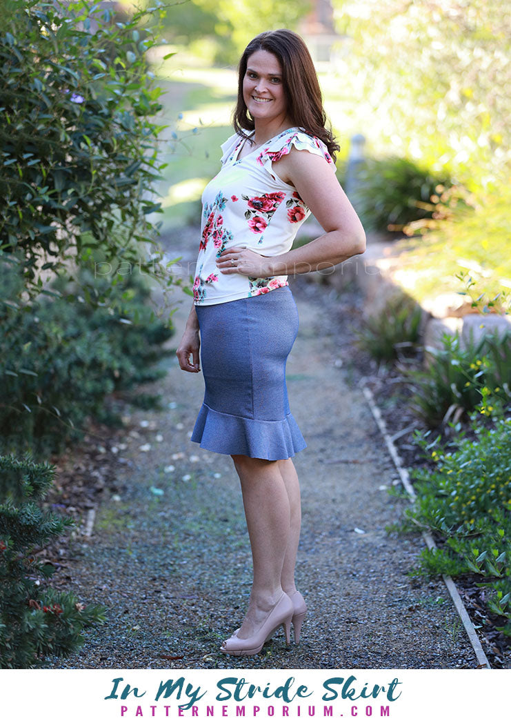 In My Stride | Flounce Pencil Skirt Sewing Pattern