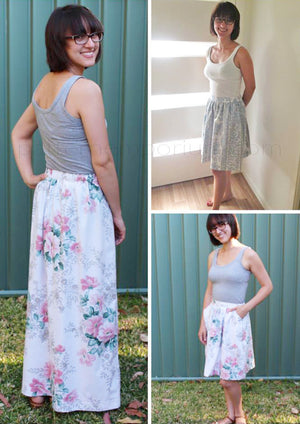 Ladies Flat Front Gathered Skirt Sewing Pattern (Zip-free