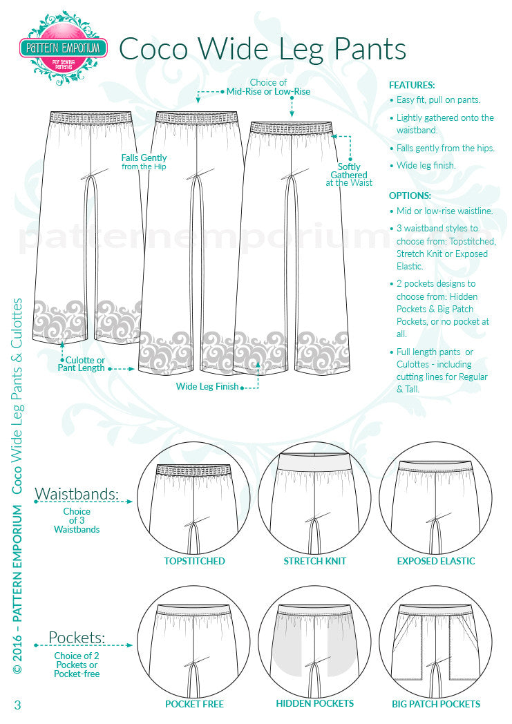 Ladies Wide Leg Pant PDF Pattern - Pattern Emporium
