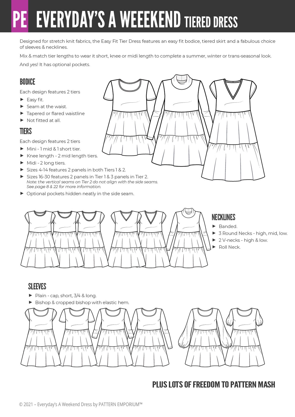 Essential Denim Dress – Multisize sewing pattern – PDF or paper