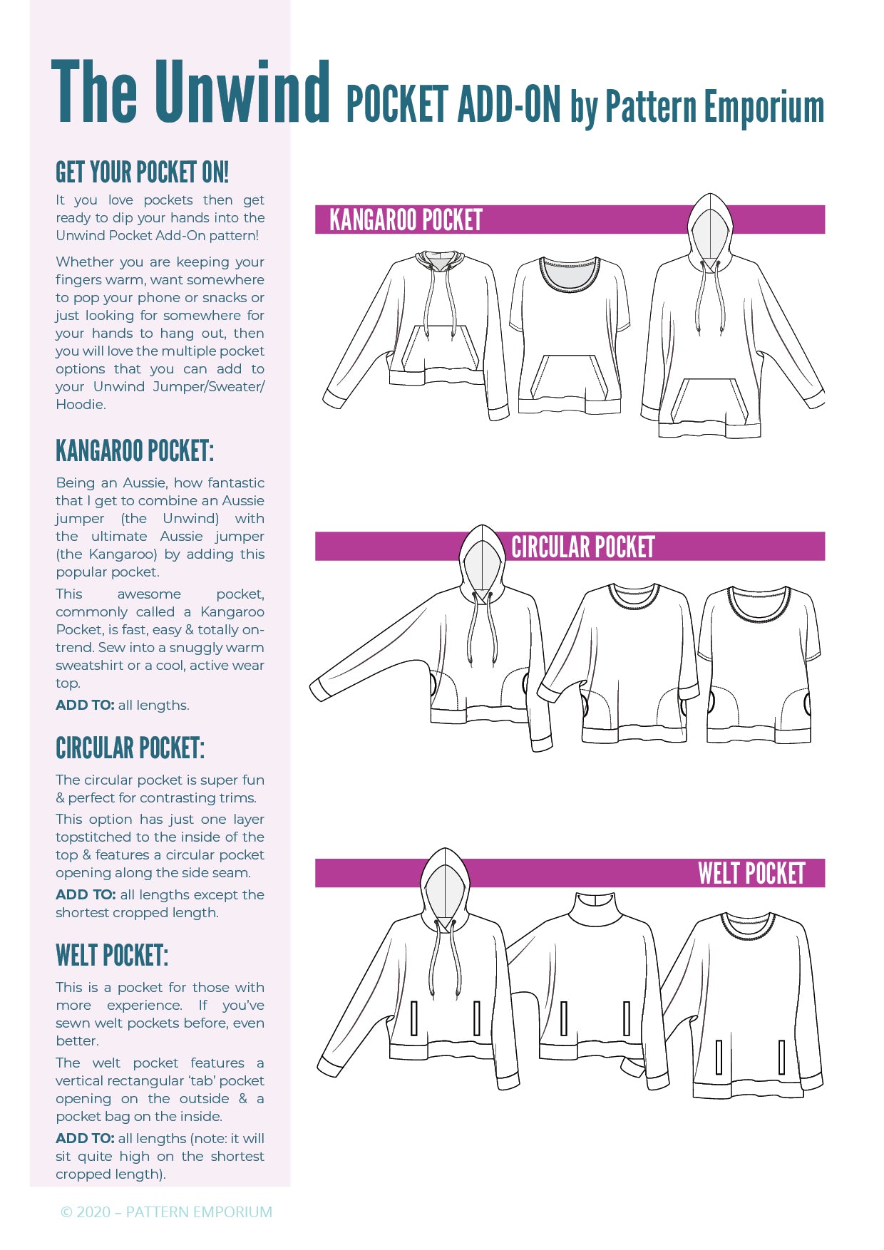 Unwind Pockets | Add-on Sewing Pattern