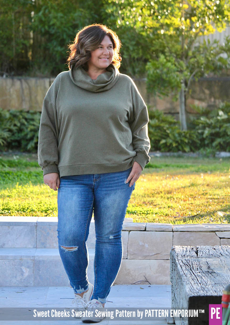 Sweet Cheeks Sweater Dropped Shoulder Sewing Pattern - Pattern Emporium